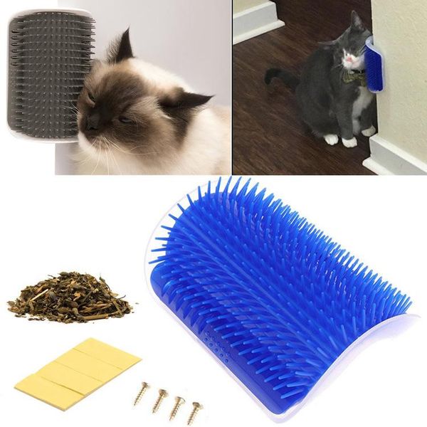 

cat toys corner pet brush comb play toy plastic scratch bristles arch massager self grooming scratchers