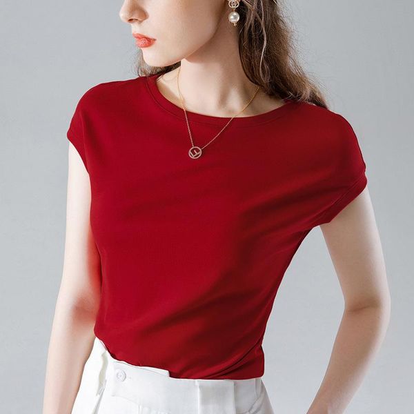 

women's t-shirt short sleeve female 2021 summer clothing temperament one shoulder cotton waist covering foreign, White