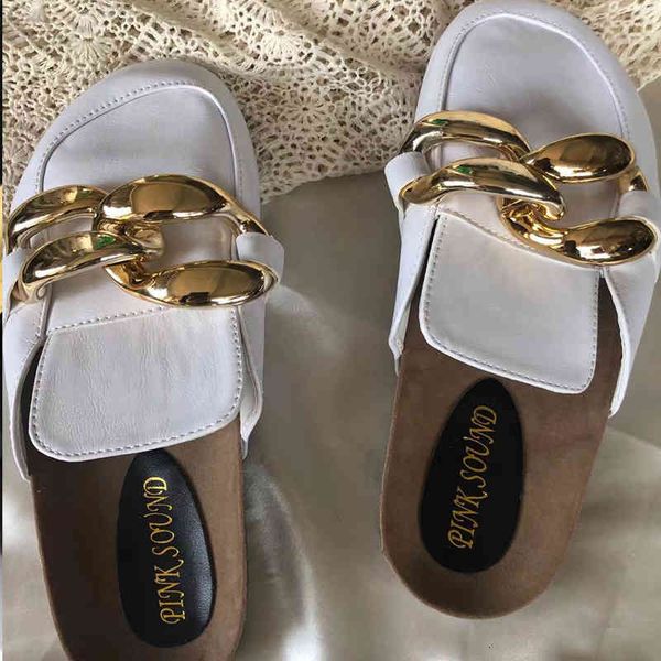 

sandals 2021 fashion women slippers female mules shoes woman metal ladies slides flat with for outdoor l1bs, Black