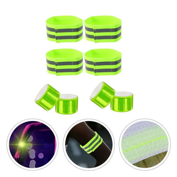 

pcs reflective bands high visibility running gear for wrist arm ankle (green) elbow & knee pads, Black;gray