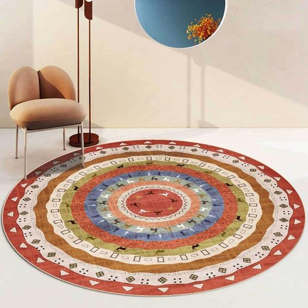 

fashionable bohemian ethnic style deer orange red living room bedroom hanging basket chair round floor mat carpet carpets