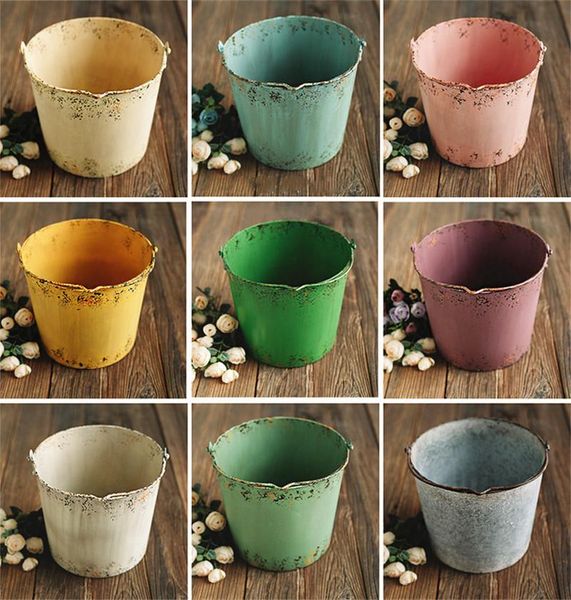 

buckets pography baby props shoot studio accessori retro iron bucket po born prop