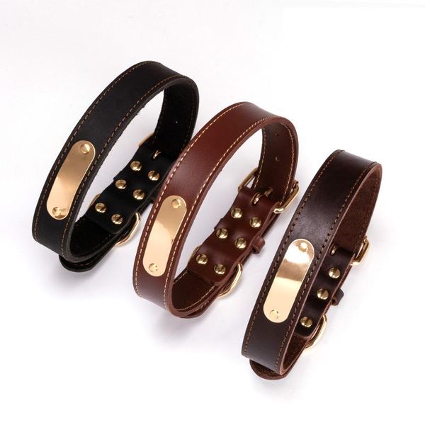 

cowhide leather pet collar diy lettering adjustable dog for small medium large dogs supplies products collars & leashes