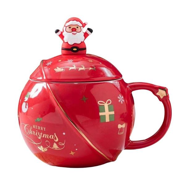 

mugs 1pc creative ceramic water mug with lid spoon lovely couple cup (red)