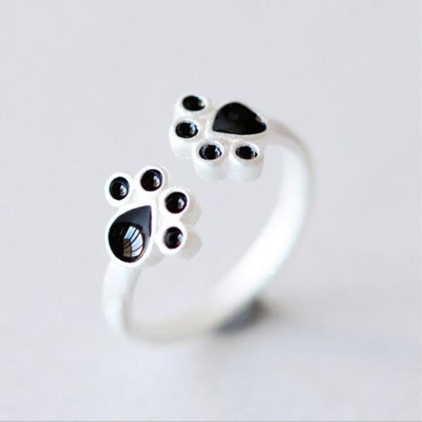 

japanese and korean fashion lovely sweet oil dripping black cat ring female paw
