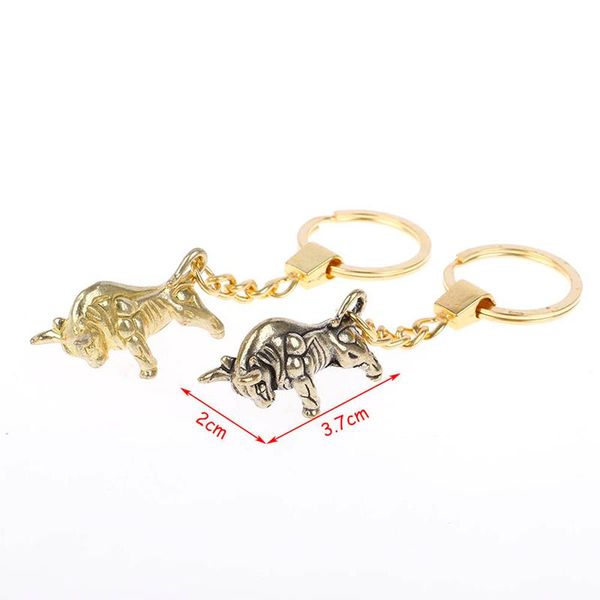 

keychains vintage bullfighting key ring pendant copper lucky bull keychain charm chinese feng shui hanging jewelry decor, Silver