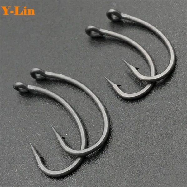 

fishing hooks curve shank carp gnippen coating barbed hair rigs made in japan chod high carbon steel