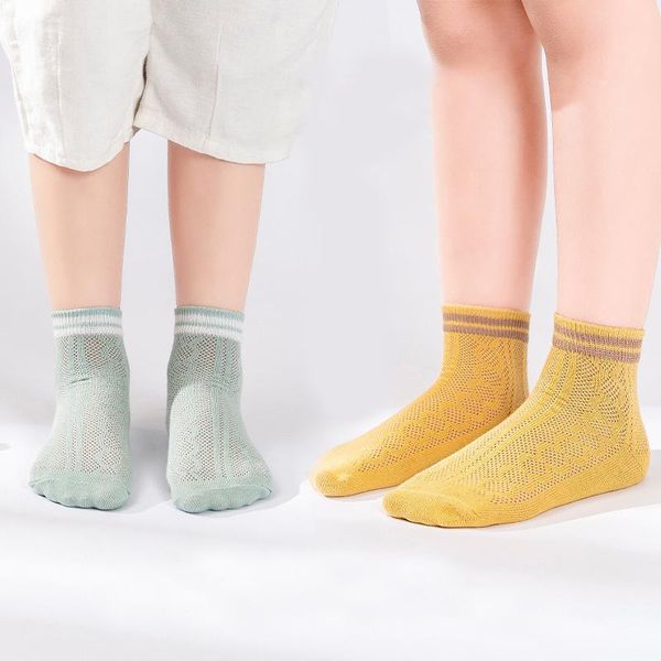

pairs lot children summer short socks with inscriptions print kids toddler girl boy mesh cute ankle cotton sock baby accessory, Pink;yellow