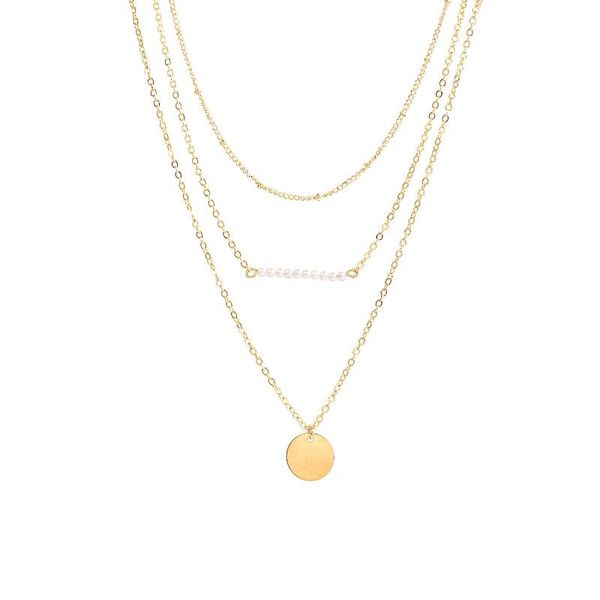 

pendant necklaces fashion copper beads pearl sequin multilayer necklace ladies personality tassel clavicle chain choker for women, Silver