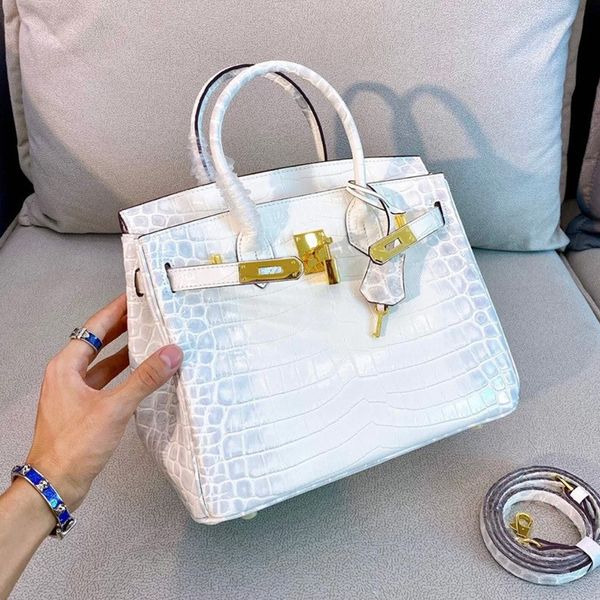 

c-rocodile leather women's 2021 new fashion cowhide com-muter versatile handbag