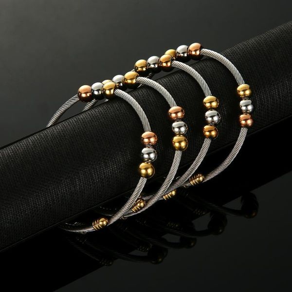 

stainless steel ball beads charm bracelets for men women bead bracelets jewelry, Black