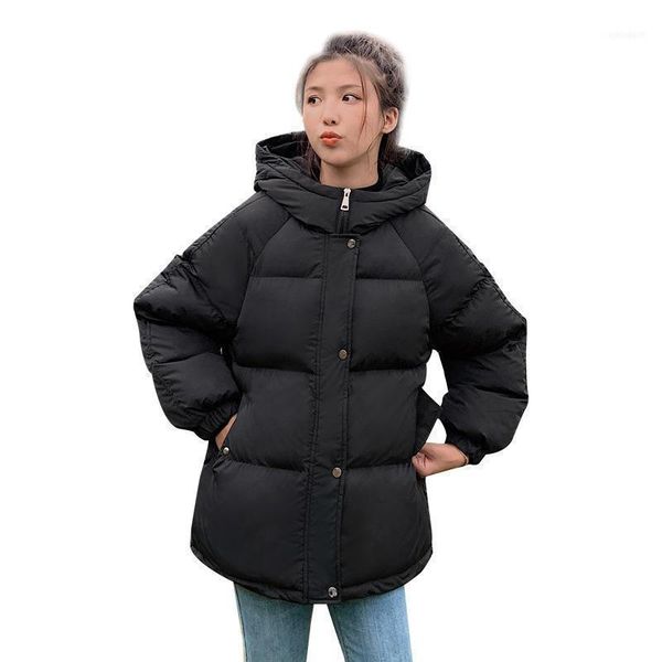 

women's down & parkas 2021 winter short student ins bread coat cotton 6-color hooded jacket tide korean version loose women1, Black
