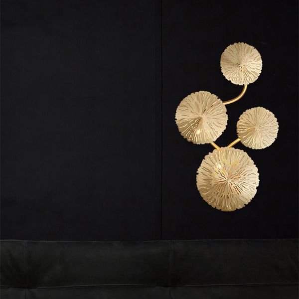

nordic luxury wall lamp lotus leaf art lights for bedside living room bar sconces modern home deco light fixtures lamps