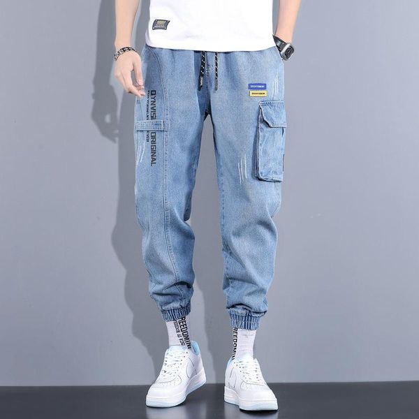

men's pants light blue tide brand hip-hop loose and comfortable all-match harem trouser for young gay student nice clothes, Black