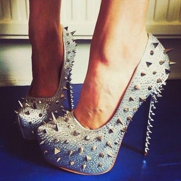 

dress shoes lananlojer shoes,high heels party pumps, cloth, taper rivet decoration, 14.5 cm heel shoes, round toe pumps.size:34-45, Black