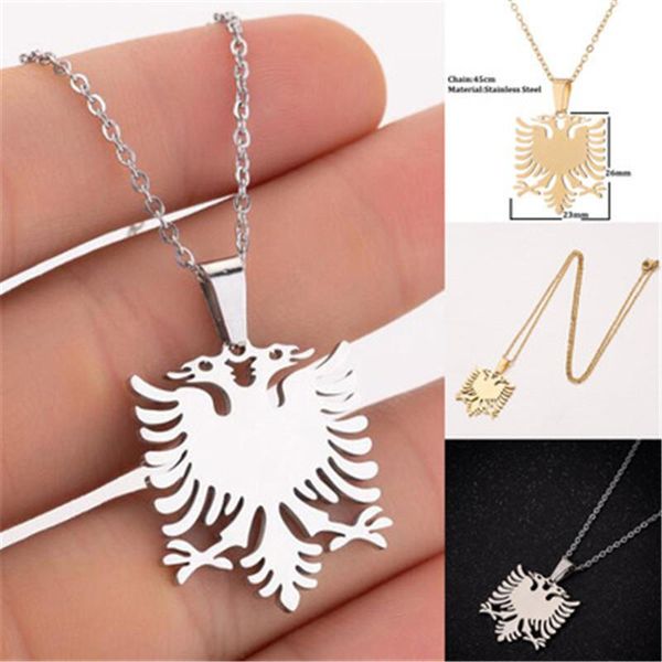 

pendant necklaces european and american stainless steel albanian eagle necklace personality clavicle chain wholesale, Silver