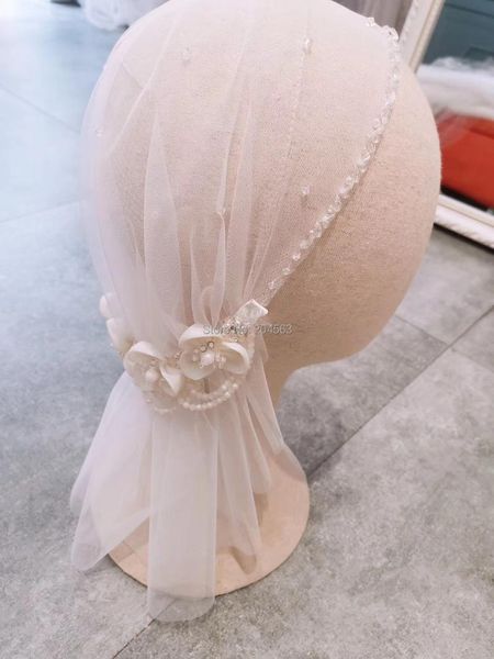 

bridal veils elegant wedding veil blusher for bride with flowers and beads accessories, Black