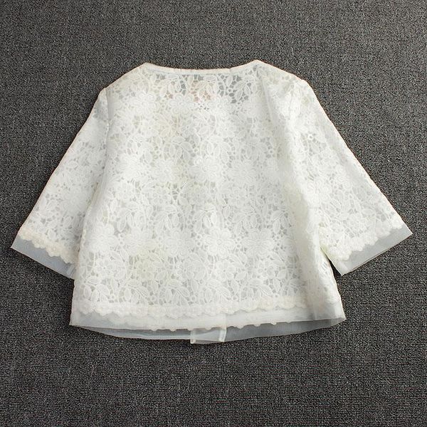 

women's jackets 2021 women fashion summer autumn sunscreen lace organza three quarter sleeve o-neck short coat ol design cardigan cape, Black;brown