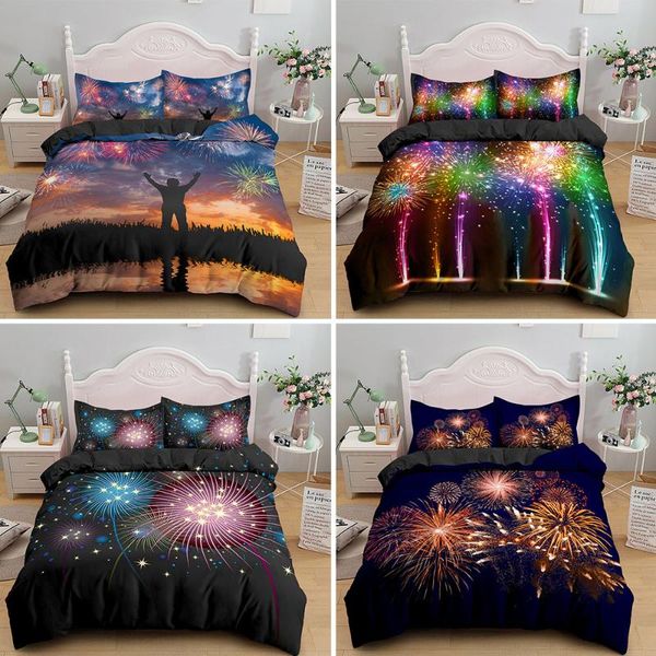 

bedding sets fireworks year home textiles set twin  king size bedclothes with pillowcase quilt cover