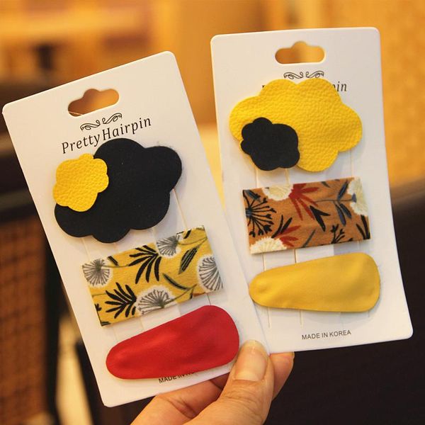 

leather great quality hairpins colorful clouds floral hair accessories for girls barrettes lovely ornaments 2021, Slivery;white