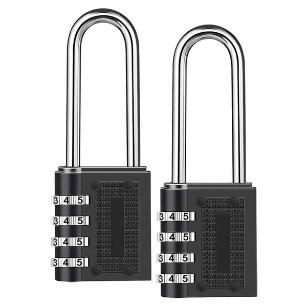 

bike locks 2 pack outdoor combination padlock long shackle lock 6.5cm waterproof 4 digit resettable