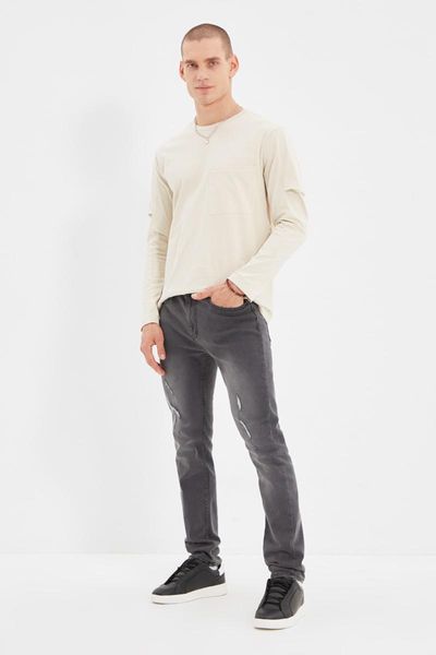 

men's jeans trendyol male slim fit destroylu tmnaw22je0202, Blue