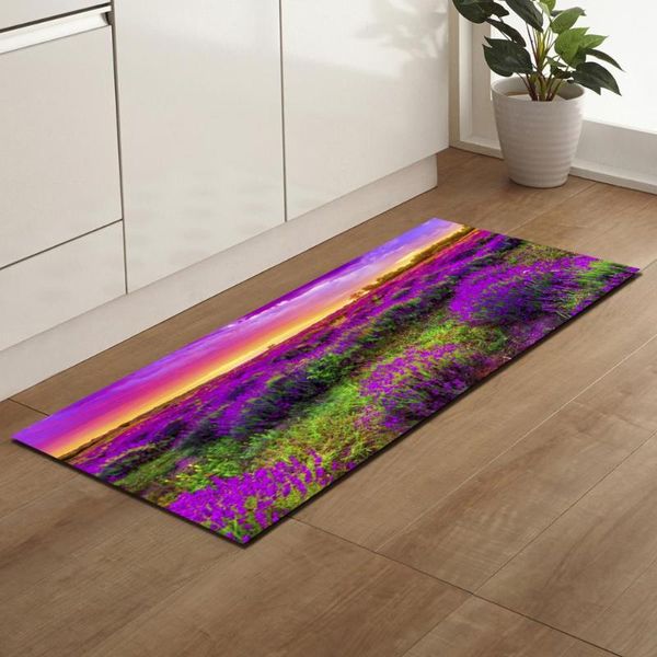 

carpets lavender printed kitchen mat dirty-proof long carpet hallway doormat bedside floor non-slip water absorption bathroom rugs