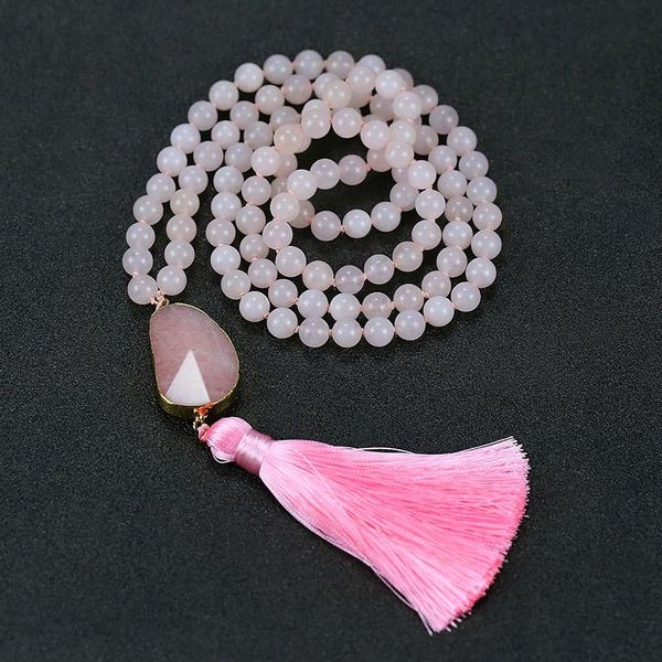 

pendant necklaces 2021 natural stone wrap braid yoga macrame tassels necklace for men women energy gift jewelry drop, Silver