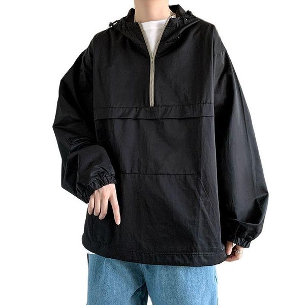 

men clothes spring and autumn men's jackets hip-hop windbreaker hooded casual zipper shirt street, Black;brown