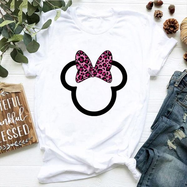 

harajuku summer cute mouse head women t shirt printed short sleeve tee femme mujer, White