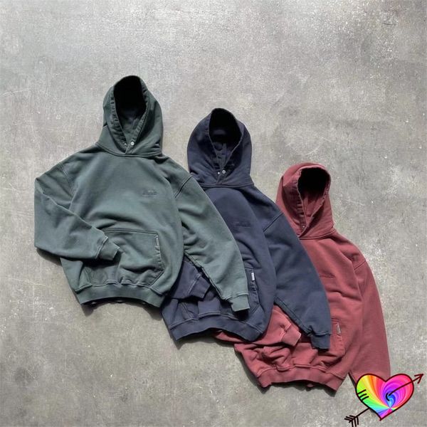 

in stock vintage hoodie 2021fw men women 1 embroidered hoodies solid sweatshirt oversize pullovers, Black