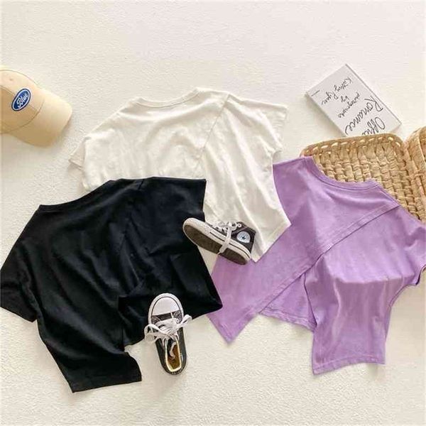 

summer arrival girls fashion letter t shirt kids korean design 210528, Blue