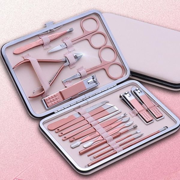 

nail art kits 18/16/12/10/7pcs professional clippers set with storage box stainless steel toenail scissors manicure kit pedicure tool
