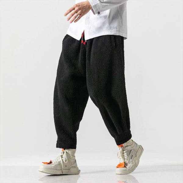 

autumn winter jogger harem warm women pant trousers man casual oversized sweatpants woman streetwear dropshipping, Black
