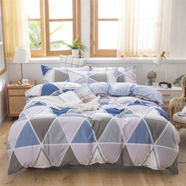 

bedding sets plaid duvet cover fashion set a/b double-sided pattern quilt with bed sheet and pillowcase 3-4pcs home textiles