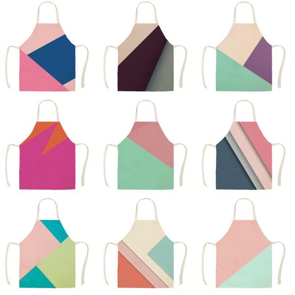 

aprons creative stitching color apron children kitchen linen printing household cleaning cooking antifouling