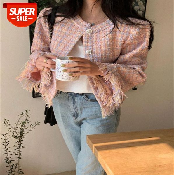 

[] ins angrily pushes korean bloggers to recommend b into the fragrant grandma wind tassel coat two colors dalian production #co0f, Black