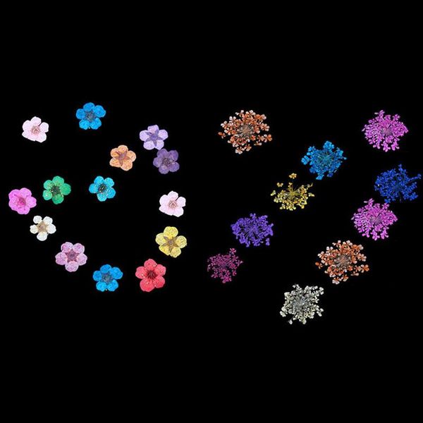 

nail art decorations 12 colors diy mixed dried flowers with bottle 3d dry flower decoration nails stickers manicure tips ef, Silver;gold