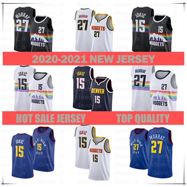 

men 2021 basketball jersey3 allen iverson15 nikola jokic27 jamal murray55 dikembe mutombo, Black;red