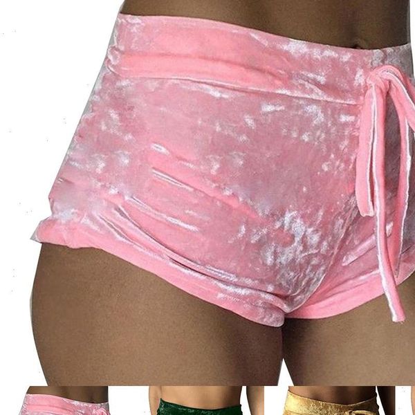 

women shorts s xl velvet drawstring plus size casual high waist winter skinny booty feminino, White;black