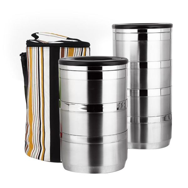 

dinnerware sets thickened stainless steel lunch box 1 pieces 1-6 layer super capacity business bento for kids portable picnic school