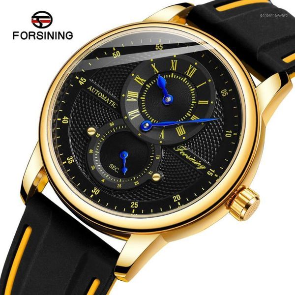 

forsining montre femme mens watch luxury automatic watches army clock silicone strap mechanical relogio masculino wristwatches, Slivery;brown