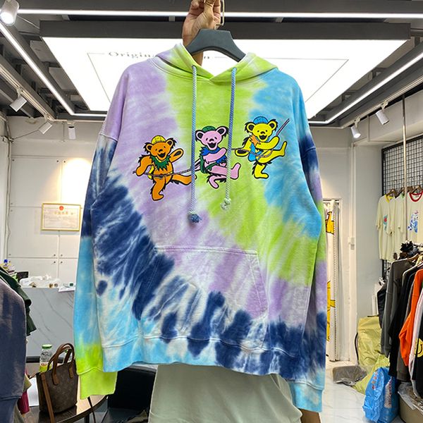 

men womens tie-dye retro hoodies long sleeve novelty fleece hoodie designer sweatshirt men's fashion printting sweatshirts 422, Black