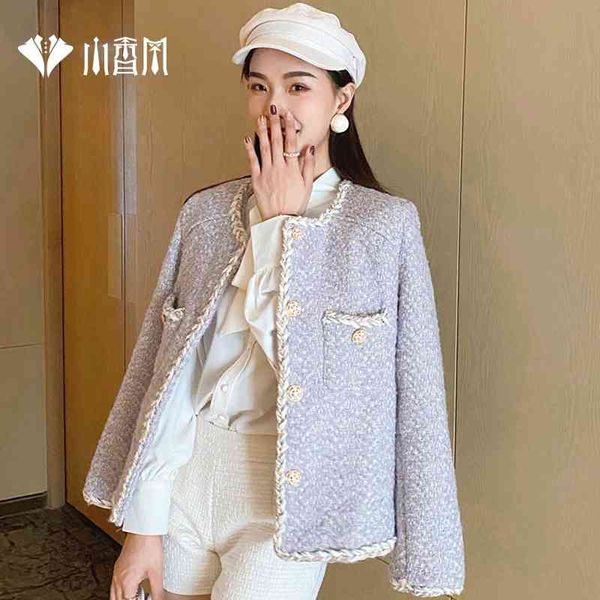 

small fragrance coat women's autumn and winter versatile 2021 new french short long sleeve fashion ladies, Black