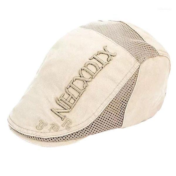 

berets men dome visor adjustable embroidery mesh letter pattern beret fashion casual hats wear resistance gift outdoor sweat absorbent1, Blue;gray