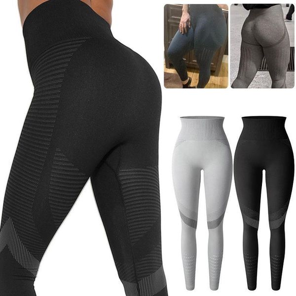 

high waist perfect fit womens leggings seamless fitness fashion gym leggins workout butt lifting push up pencil pants, Black