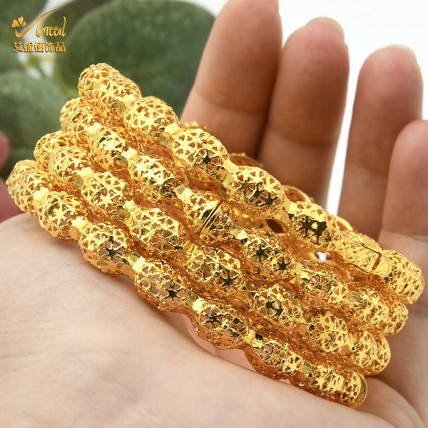 Armreifen Afrikanische Luxusmarke Frau Armband Indisches Gold Armband für Frauen Charme Schmuck Dubai Arabische Armbänder Vergoldet 24 Karat Q0717