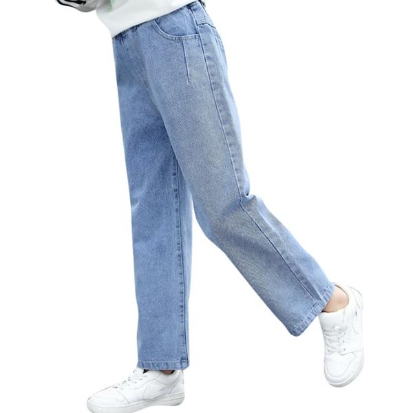 

jeans for girls solid color girl's casual style children spring autumn clothes 6 8 10 12 14, Blue