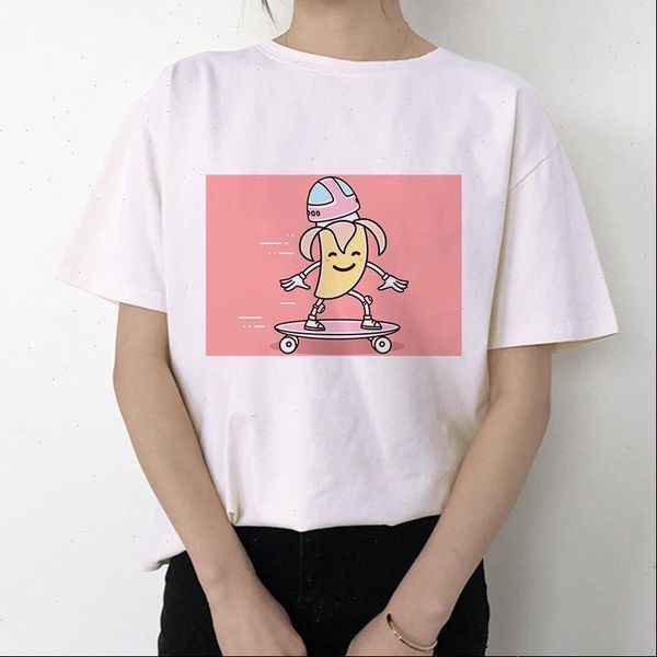 

funny women t shirt banana printed short sleeve harajuku ulzzang tumblr fashion fruit style cute graphic tee, White