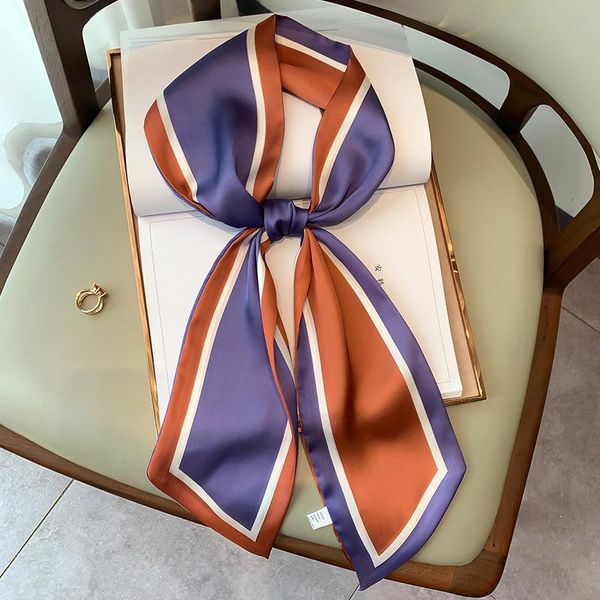 

scarves 2021 spring silk scarf for women long print feeling hair foulard female office neckerchief lady bandana hijab shawl wraps, Blue;gray